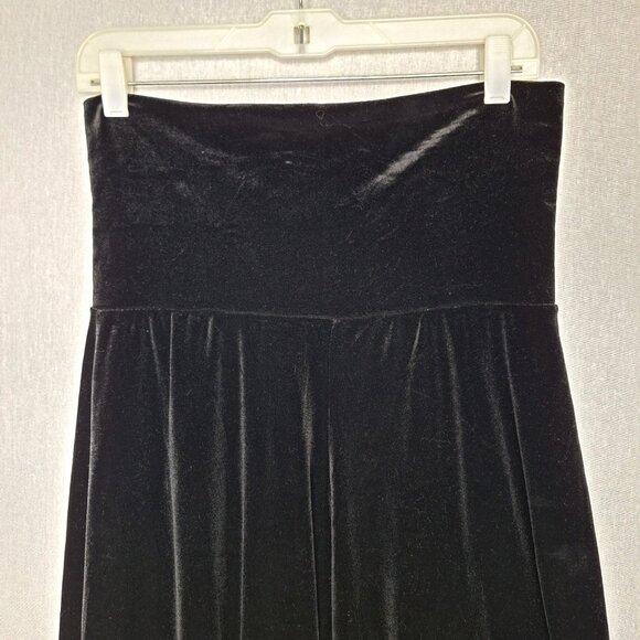 💙 Notations Black Velour Wide Elastic Waistband Wide Leg Cropped Pants Size M/L - Picture 3 of 8